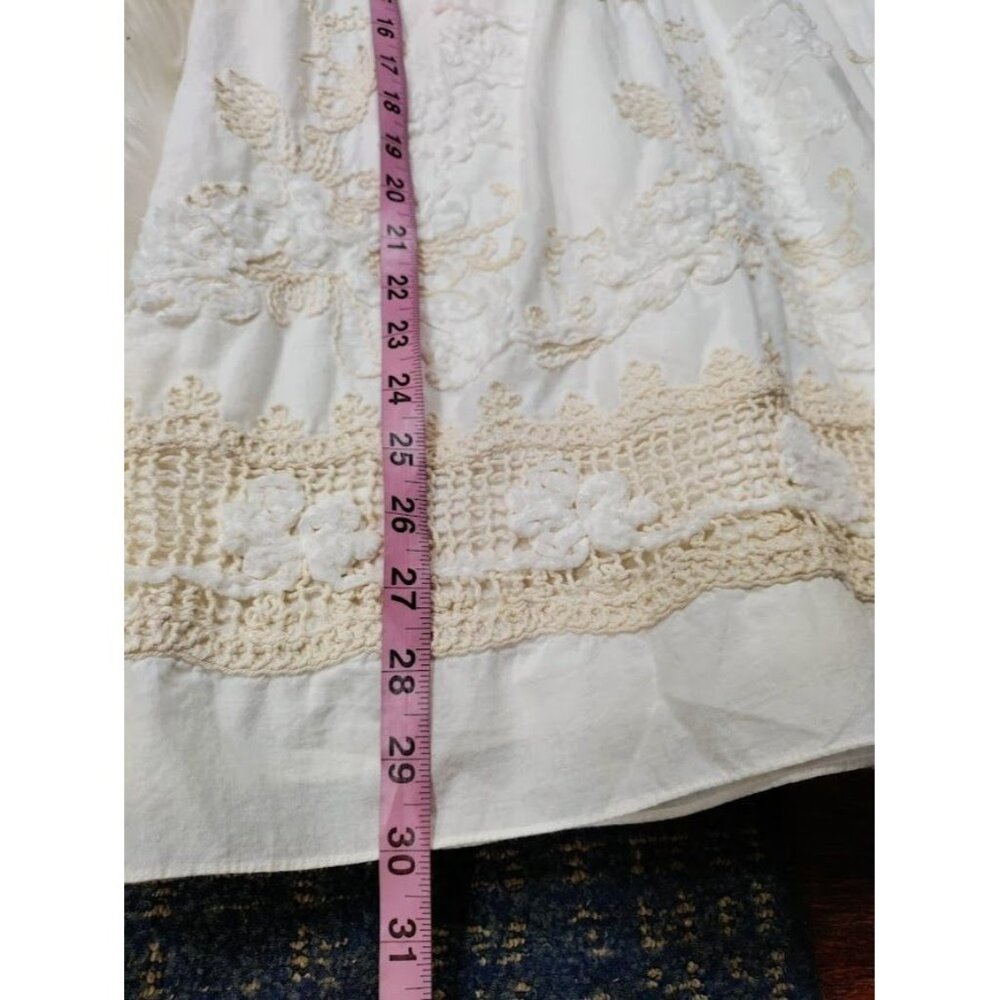 Adrianna Papell White V-Neck Boho Festival Weddinguest Sleeveless Lace Dress 10 - Picture 9 of 10